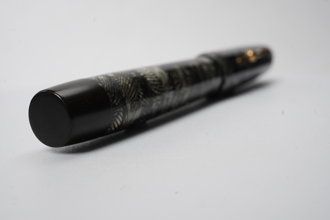 A Parker Senior UK Duofold 'grey candy stripe' fountain pen with 14ct. gold 'N'nib